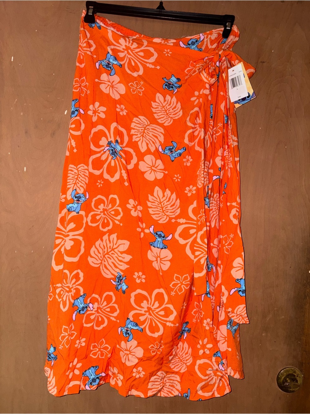 Women's Orange Stitch Floral Wrap Skirt